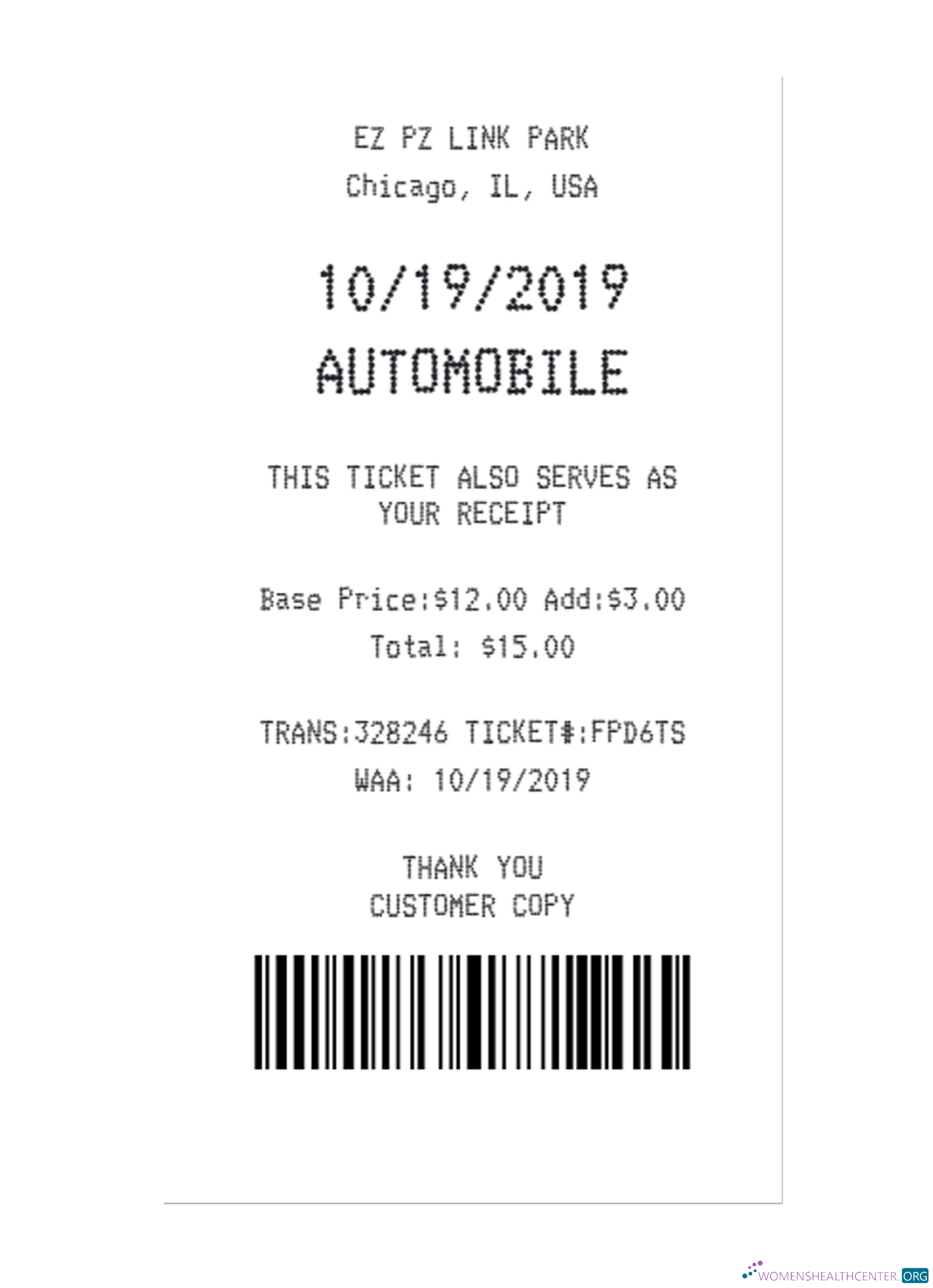 Download STANDART PARKING receipt Photoshop template